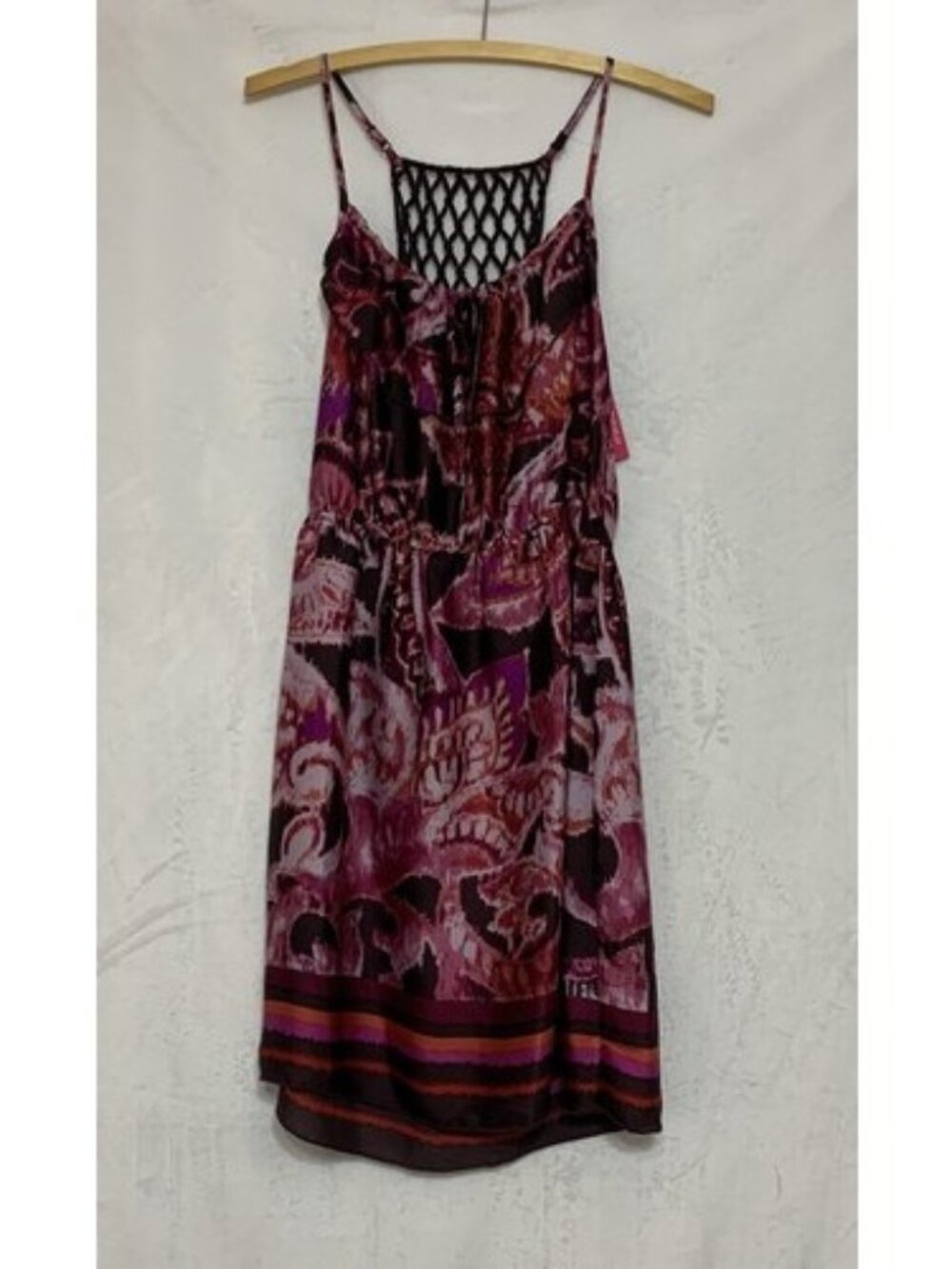 NWT XHILIRATION Womens Sundress Size Medium Satin Crochet Back Fit N Flare Dress